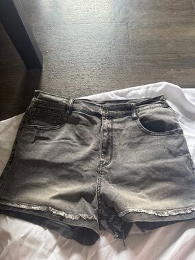Wallflower Black Washed Denim Cutoff Shorts: Super High Rise